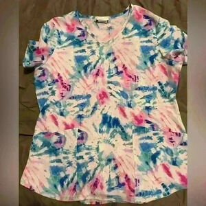 Tye dye scrub top by scrubstar pink  and blue medium